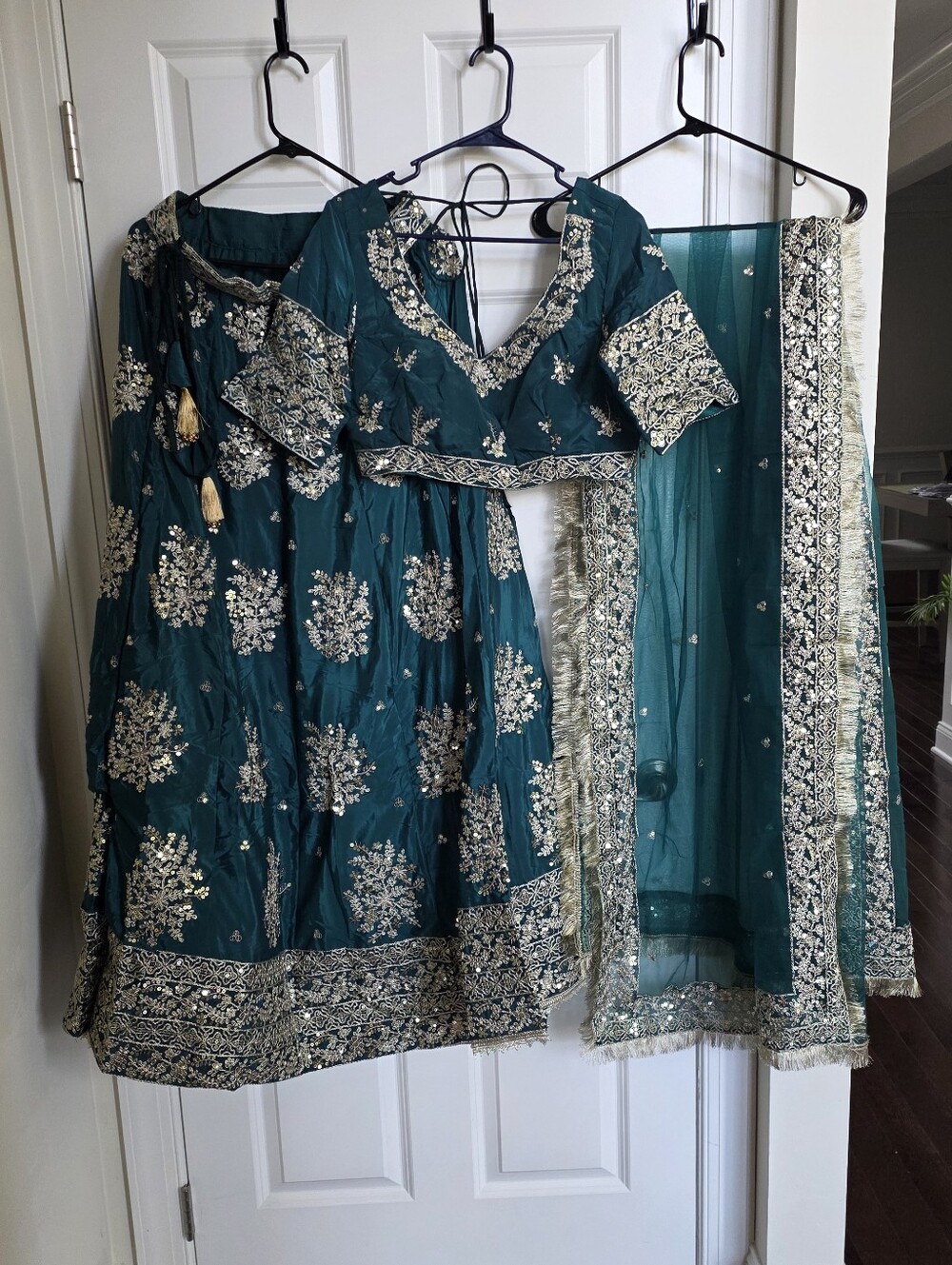 Gorgeous Sequin Zari green Lehenga Choli - Picture 3 of 14